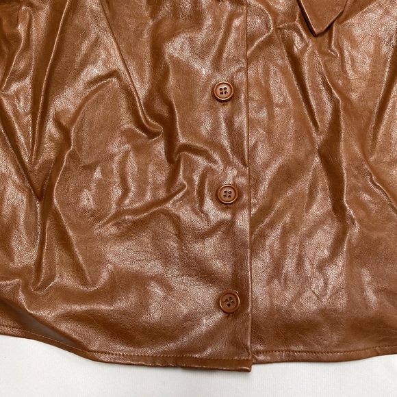 Brown Leatherette Belted Dress - Picture 4 of 5